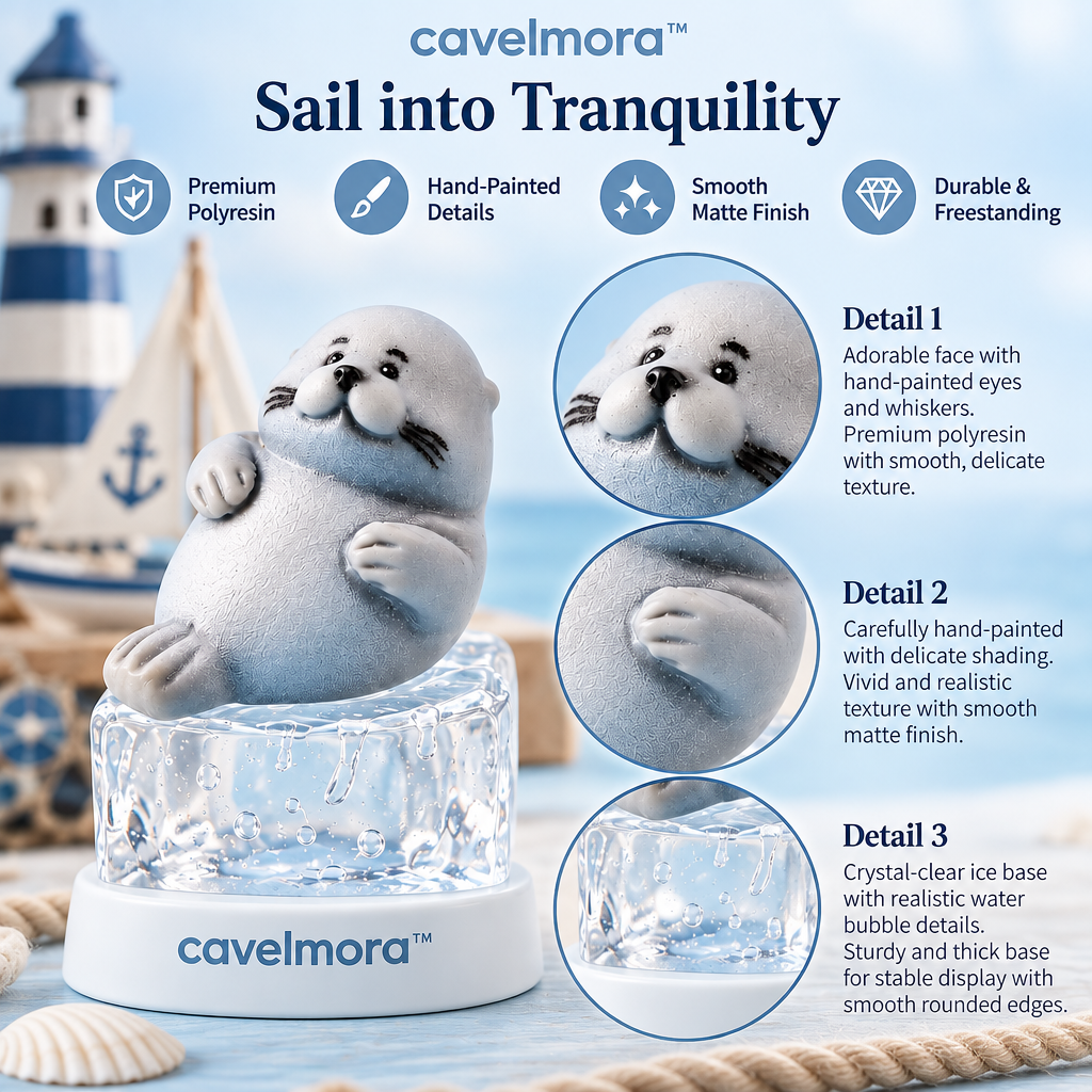 Cavelmora™Sea Otter on Ice Block Resin Figurine