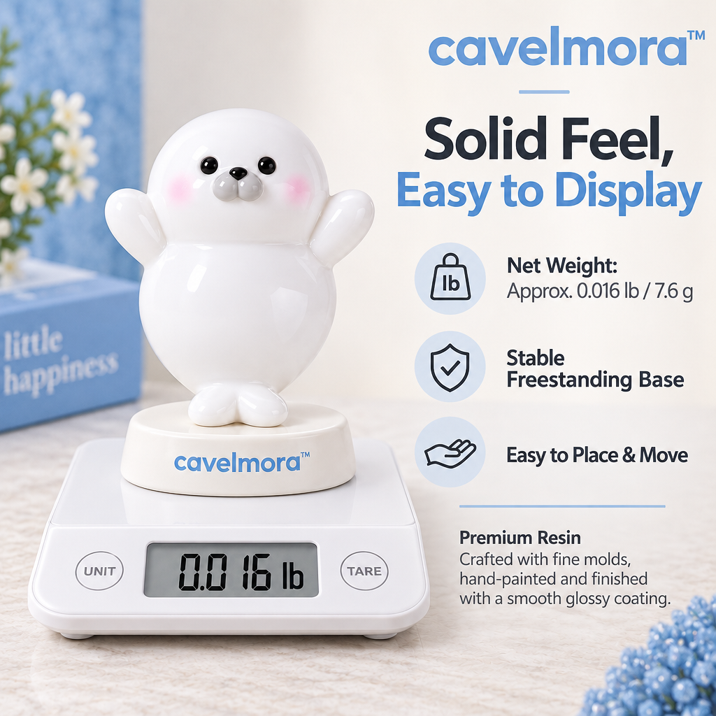 Cavelmora™Waving White Seal Resin Figurine