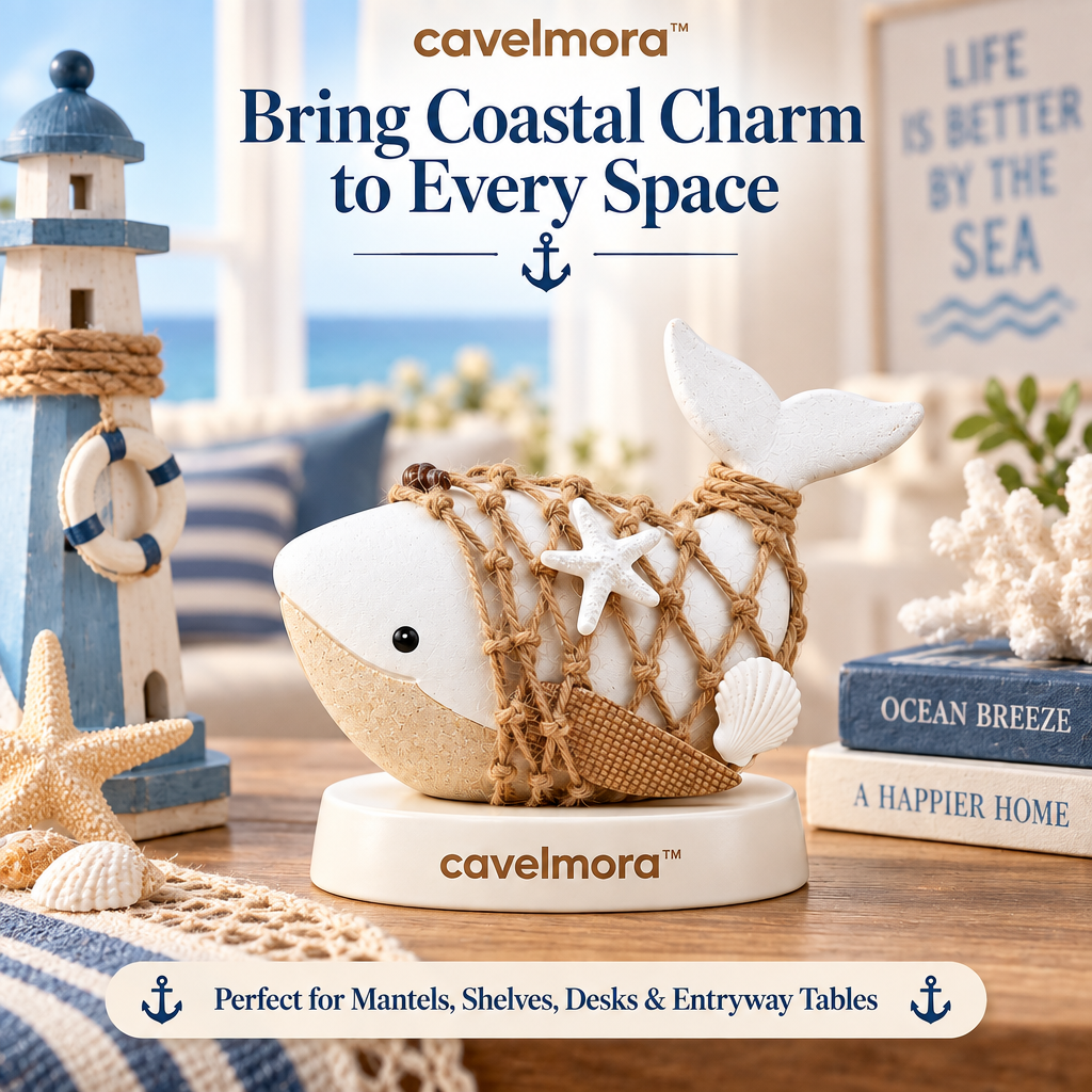 Cavelmora™Net Wrapped White Whale Figurine