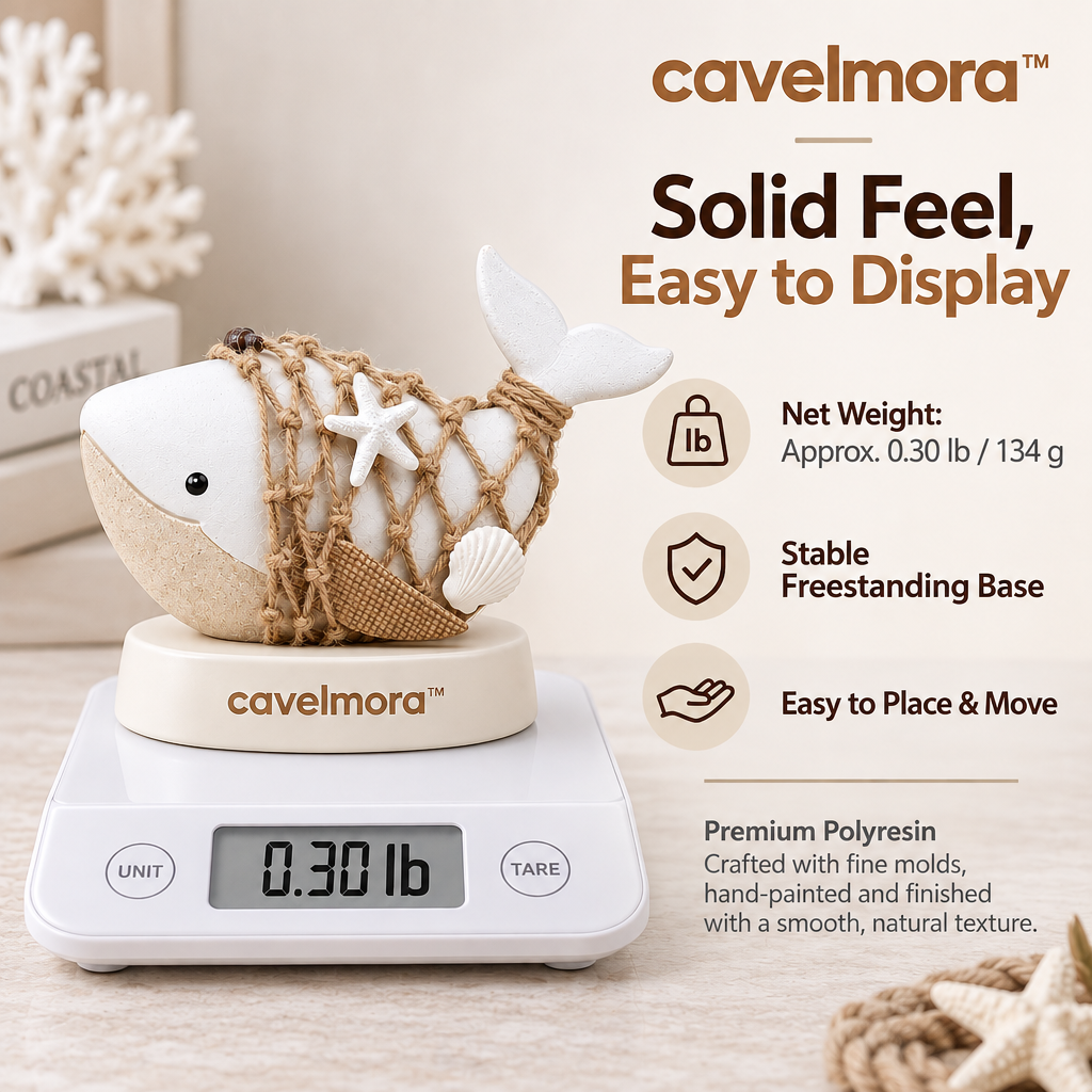 Cavelmora™Net Wrapped White Whale Figurine