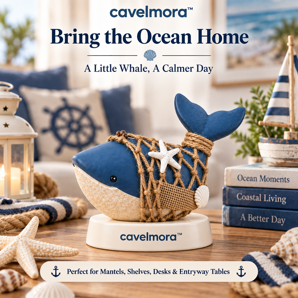 Cavelmora™Nautical Net Wrapped Whale Figurine