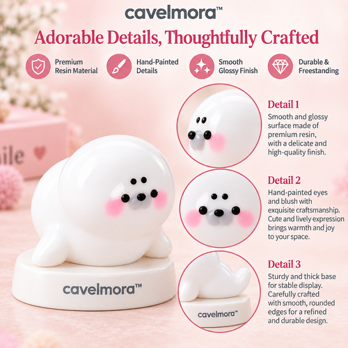Cavelmora™Chubby White Seal Resin Figurine