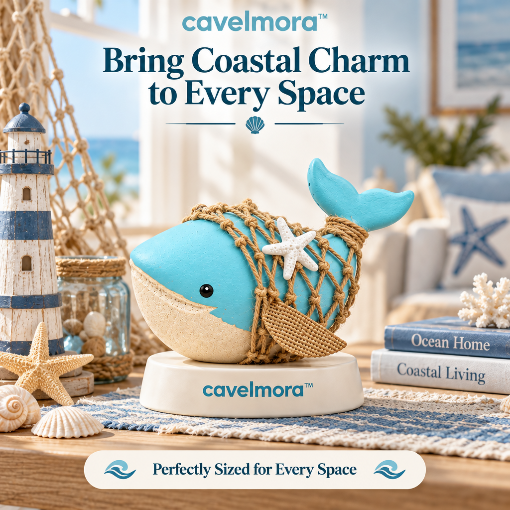 Cavelmora™Net Wrapped Light Blue Whale Figurine