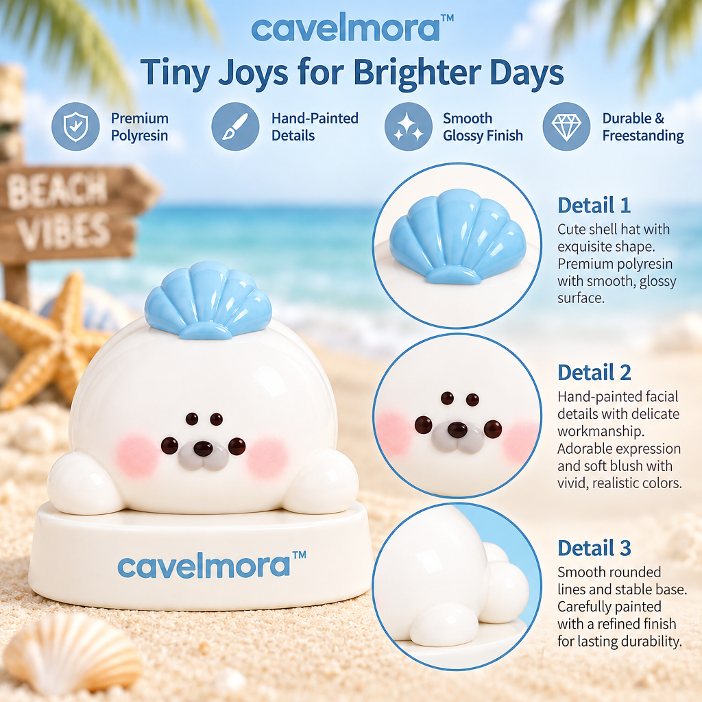 Cavelmora™Seal With Blue Shell Resin Figurine
