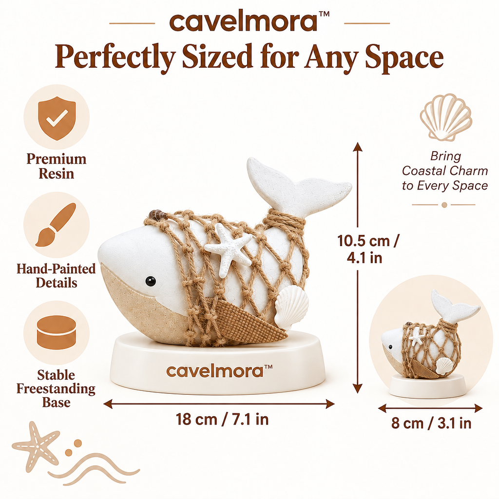 Cavelmora™Net Wrapped White Whale Figurine