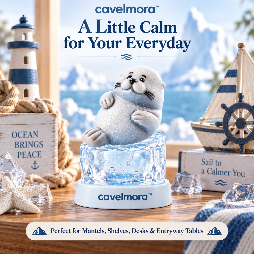 Cavelmora™Sea Otter on Ice Block Resin Figurine