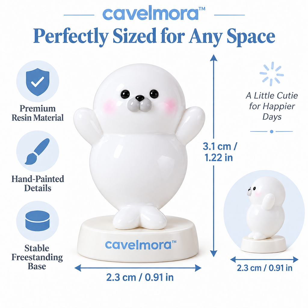 Cavelmora™Waving White Seal Resin Figurine