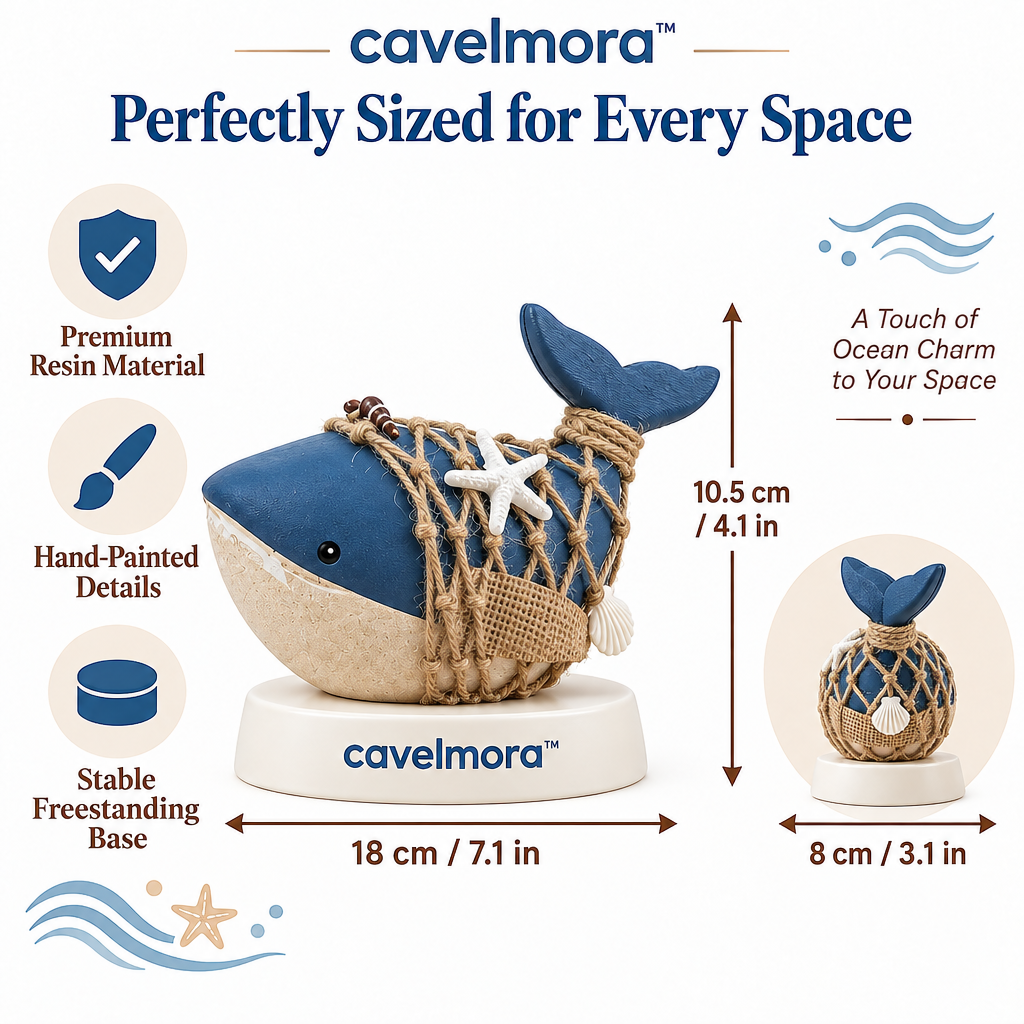Cavelmora™Nautical Net Wrapped Whale Figurine