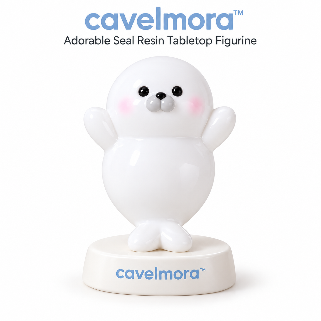 Cavelmora™Waving White Seal Resin Figurine