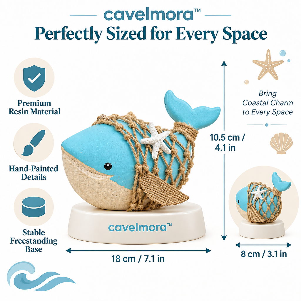 Cavelmora™Net Wrapped Light Blue Whale Figurine