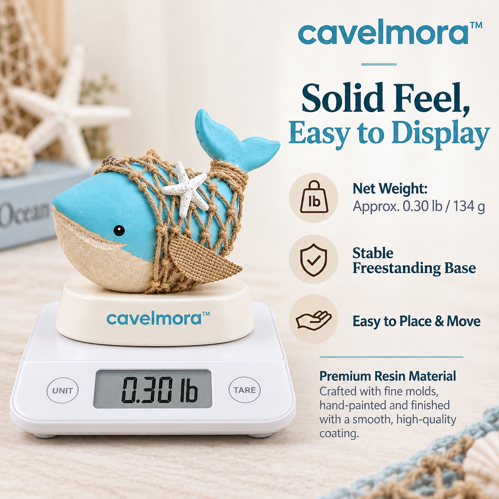 Cavelmora™Net Wrapped Light Blue Whale Figurine